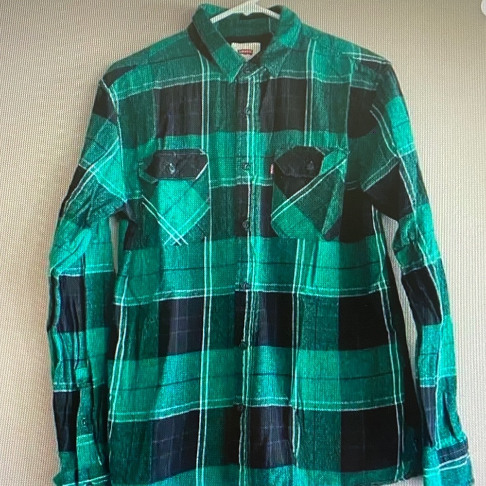 Levi's Emerald and Black Plaid Button-Down Shirt